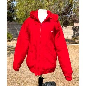 British Mist Detachable Hood Unisex EU50/Men's Lg Fire Red Parka Jacket Coat EUC